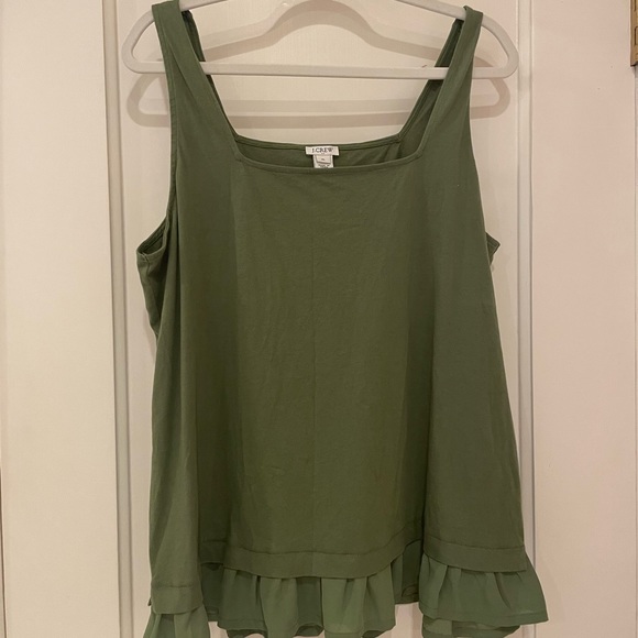 J.Crew Factory Green Ruffle Tank - Picture 2 of 4
